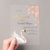 Rose Gold Glitzer Tropfen Swan Crown Blume Acryleinladungen (Insitu (Handheld))
