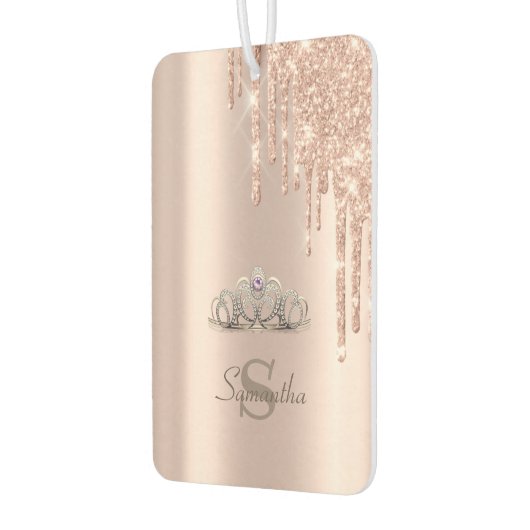 Rose Gold Glitzer Tropfen Tiara Autolufterfrischer (Links)