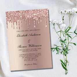 Rose Gold Glitzer Tropfen Trendy Elegante Hochzeit Einladung