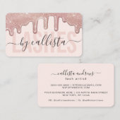 Rose Gold Glitzer Tropfen Typografie Lashes Visitenkarte (Vorne/Hinten)
