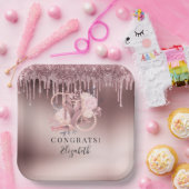 Rose Gold Glitzer Tropfen Überraschung Erlösen Pappteller (Party)