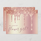 Rose Gold Glitzer Tropfen werden Sie meine Blume M Einladungspostkarte (Vorne/Hinten)