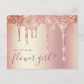 Rose Gold Glitzer Tropfen werden Sie meine Blume M Einladungspostkarte (Vorderseite)