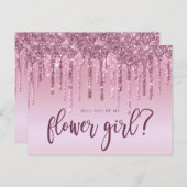 Rose Gold Glitzer Tropfen werden Sie meine Blume M Einladungspostkarte (Vorne/Hinten)