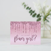 Rose Gold Glitzer Tropfen werden Sie meine Blume M Einladungspostkarte (Stehend Vorderseite)