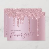 Rose Gold Glitzer Tropfen werden Sie meine Blume M Einladungspostkarte (Vorne/Hinten)