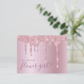Rose Gold Glitzer Tropfen werden Sie meine Blume M Einladungspostkarte (Stehend Vorderseite)