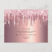 Rose Gold Glitzer Tropfen werden Sie meine Blume M Einladungspostkarte (Rückseite)