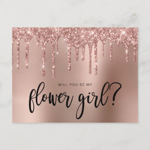 Rose Gold Glitzer Tropfen werden Sie meine Blume M Einladungspostkarte