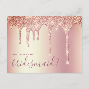 Rose Gold Glitzer Tropfen werden Sie meine Bridesa Einladungspostkarte