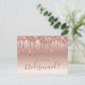 Rose Gold Glitzer Tropfen werden Sie meine Bridesm Einladungspostkarte (Stehend Vorderseite)