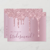 Rose Gold Glitzer Tropfen werden Sie meine Bridesm Einladungspostkarte (Vorne/Hinten)