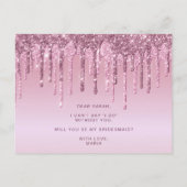 Rose Gold Glitzer Tropfen werden Sie meine Bridesm Einladungspostkarte (Rückseite)