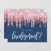 Rose Gold Glitzer Tropfen werden Sie meine Bridesm Einladungspostkarte (Vorne/Hinten)
