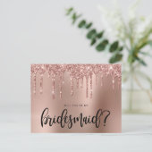 Rose Gold Glitzer Tropfen werden Sie meine Bridesm Einladungspostkarte (Stehend Vorderseite)