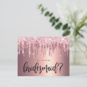 Rose Gold Glitzer Tropfen werden Sie meine Bridesm Einladungspostkarte (Stehend Vorderseite)