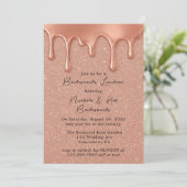 Rose Gold Glitzer & Tropfens Bridesmaids Luncheon Einladung (Stehend Vorderseite)