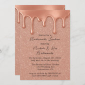 Rose Gold Glitzer & Tropfens Bridesmaids Luncheon Einladung (Vorne/Hinten)