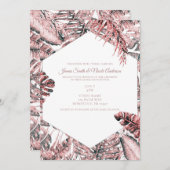 Rose Gold Glitzer Tropical Palm Blätter Hochzeit Einladung (Vorne/Hinten)