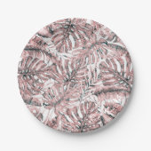 Rose Gold Glitzer Tropical Palm Blätter Hochzeit Pappteller (Vorderseite)