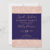 Rose Gold Glitzer Typografie 16 . Geburtstag Einladung (Vorderseite)