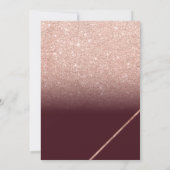 Rose Gold Glitzer Typografie Bordeaux Hochzeit Einladung (Rückseite)