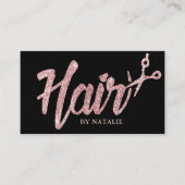 Rose Gold Glitzer Typografie Haar Salon Black Visitenkarte (Vorderseite)