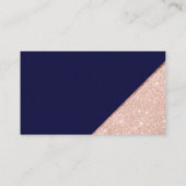Rose Gold Glitzer Typografie Marine blaue Hochzeit Platzkarte (Rückseite)