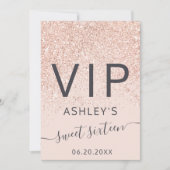 Rose Gold Glitzer Typografie rosa VIP Sweet 16 Einladung (Vorderseite)