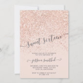 Rose Gold Glitzer Typografie rosa VIP Sweet 16 Einladung (Rückseite)