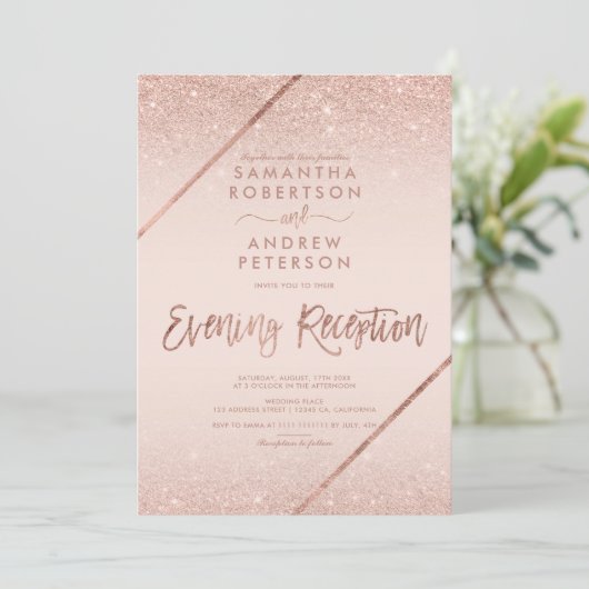 Rose Gold Glitzer Typografie rot Rosa Hochzeit 2 Einladung (Stehend Vorderseite)