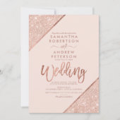 Rose Gold Glitzer Typografie rot Rosa Hochzeit Einladung (Vorderseite)