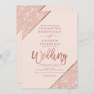Rose Gold Glitzer Typografie rot Rosa Hochzeit Einladung