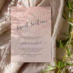 Rose Gold Glitzer Typografie rot Rosa Sweet 16 Einladung<br><div class="desc">Moderne Typografie,  hübsche schicke und elegante Imitate Rose Gold Glitzer Dusche ombre mit Pastellrot Rosa Farbblock Sweet 16 Geburtstagsfeier Einladung .</div>