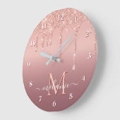 Rose Gold Glitzer Uhr Individuelle Name und Buchst (Winkel)