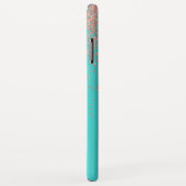 Rose Gold Glitzer und Aquamarin Monogramm Case-Mate iPhone Hülle (Hinten/Rechts)