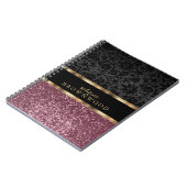 Rose Gold Glitzer und Black Damask Notizblock (Linke Seite)