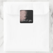 Rose Gold Glitzer und Black Danke Quadratischer Aufkleber (Tasche)