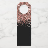 Rose Gold Glitzer und Black Glam Tischnummer Flaschenanhänger (Rückseite)