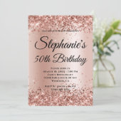 Rose Gold Glitzer und Blush Gradient Einladung (Stehend Vorderseite)