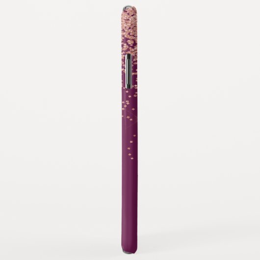 Rose Gold Glitzer und Burgund Mit Monogramm Case-Mate iPhone Hülle (Hinten/Rechts)