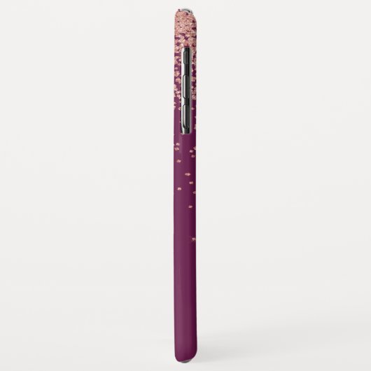 Rose Gold Glitzer und Burgund Mit Monogramm Case-Mate iPhone Hülle (Hinten/Links)