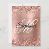 Rose Gold Glitzer und Extravagantes Fohlen Monogra Einladung (Rückseite)