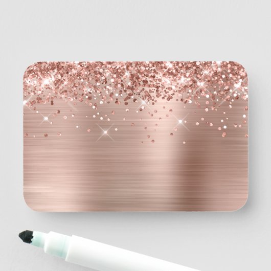 Rose Gold Glitzer und Fohlen Blank Namensschild (Beispiel)