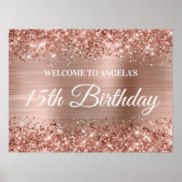Rose Gold Glitzer und Foil 15. Geburtstag Willkomm Poster