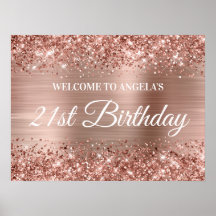 Rose Gold Glitzer und Foil 21. Geburtstag Willkomm