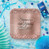 Rose Gold Glitzer und Foil 30. Geburtstag Pappteller (Party)