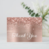 Rose Gold Glitzer und Foil 50. Geburtstag Dankeskarte (Stehend Vorderseite)