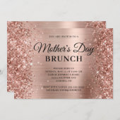 Rose Gold Glitzer und Foil Muttertag Brunch Einladung (Vorne/Hinten)