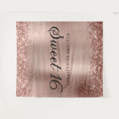 Rose Gold Glitzer und Foil Sweet 16 Willkommen Wandteppich (Vorderseite (Horizontal))